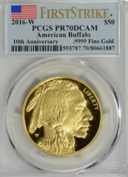 2016 W $50 バッファロー金貨 PCGS PR70DCAM FS